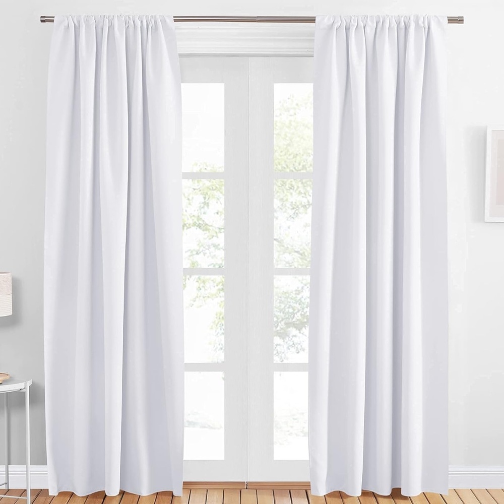 Pure White Curtains Soft Fabric Polyester Curtain for Home Decor